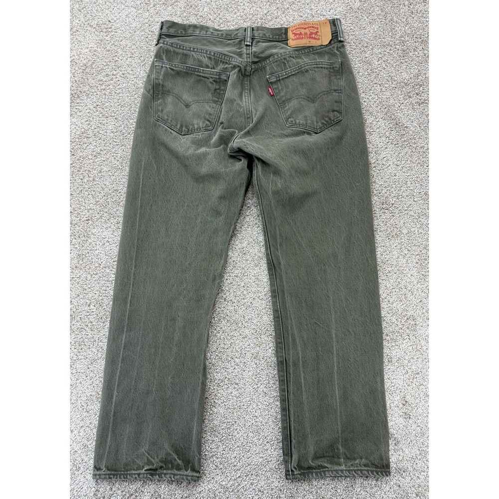 Levi's 501 White Oak Cone Denim Jeans Men's 34x30 Olive Green Americana Workwear - Picture 2 of 15